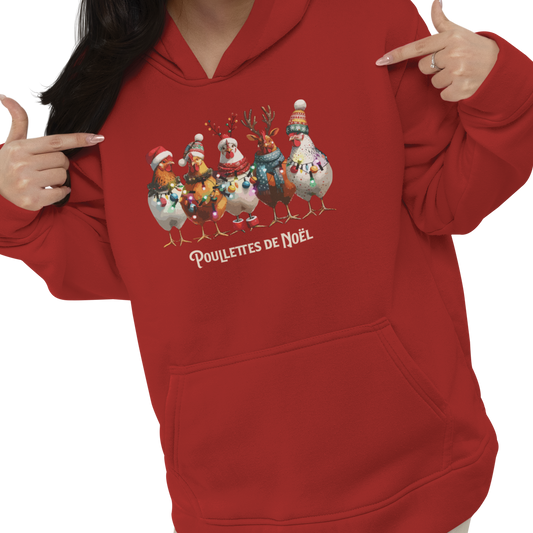 Sweat à capuche - Poulettes de Noël