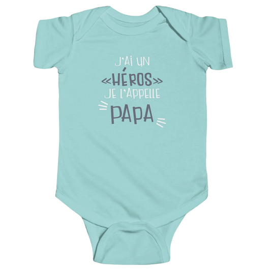Pour Papa - Cache-couches - Cache-couches - J’ai un ’héros’ je l’appelle Papa - Turquoise / NB