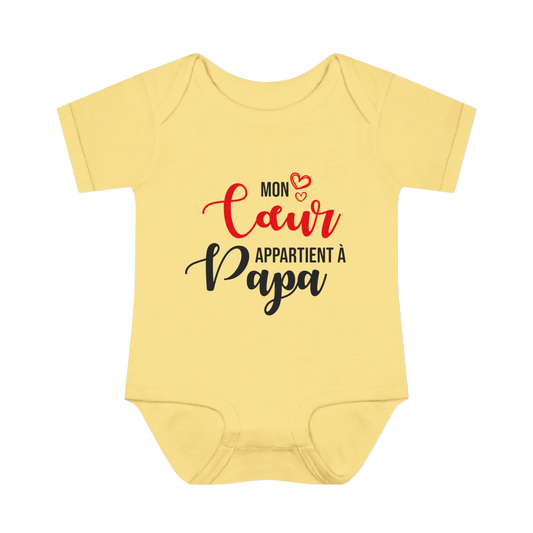Pour Papa - Cache-couches - Cache-couches - Mon cœur appartient à Papa - Banane / NB
