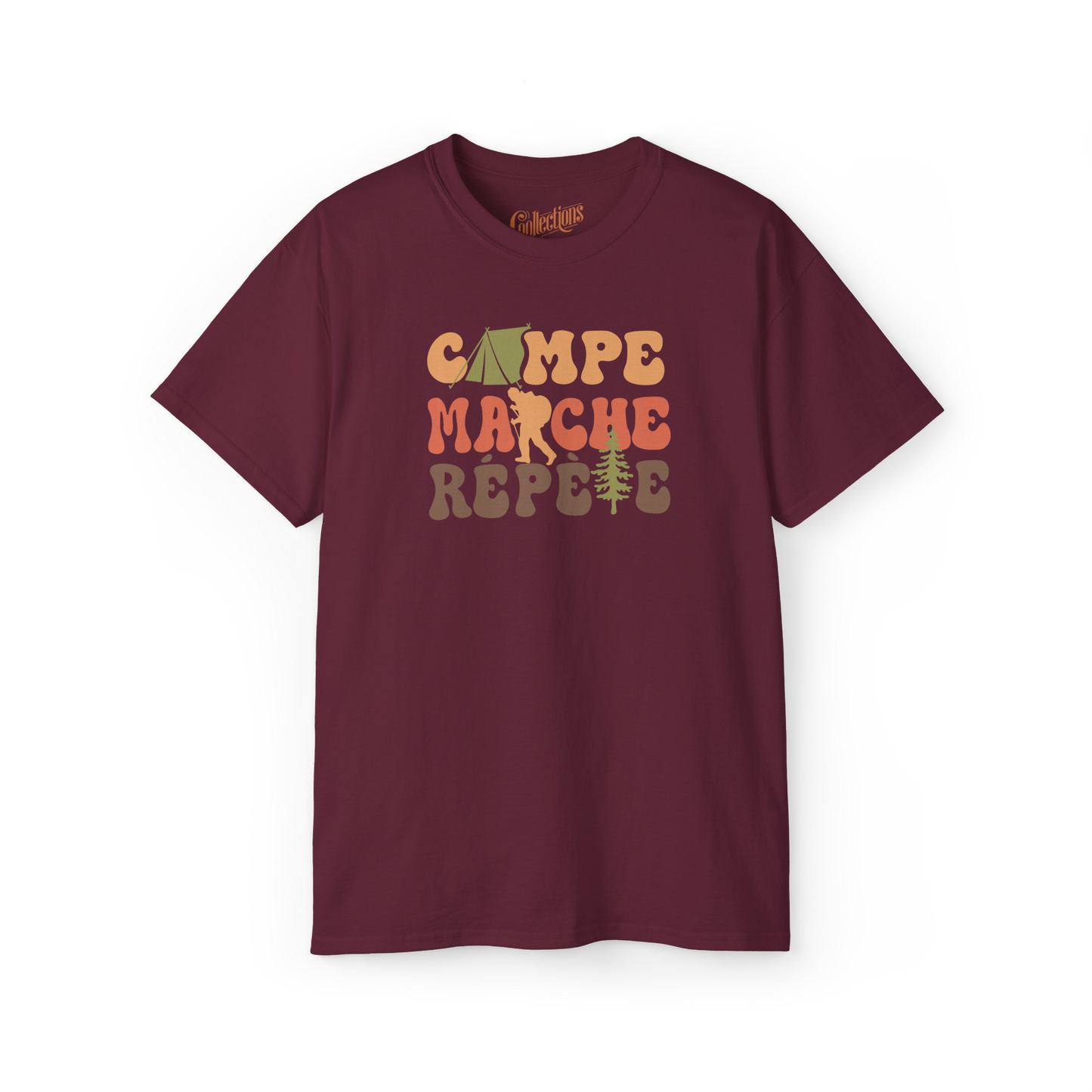 #camping - T-Shirt - T-Shirt - Campe Marche Répète - Marron / S / M