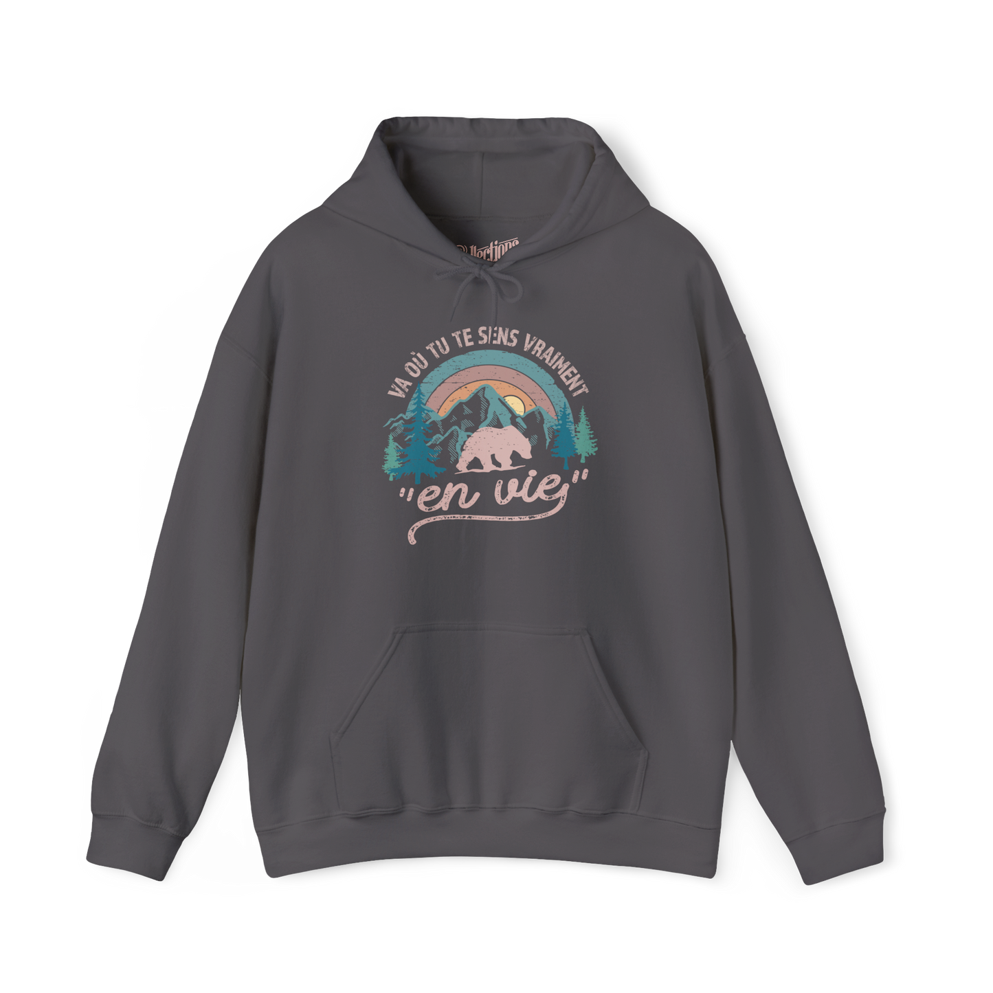 #camping - Sweats à capuche - Sweat à capuche - Où tu te sens en vie - Charbon / S / M