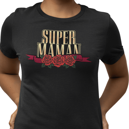 T-shirt - Super Maman  - Roses