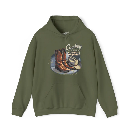Rodéo Moderne - Sweat à capuche - Sweat à capuche – Cowboy un jour Cowboy toujours! - Militaire / S / M
