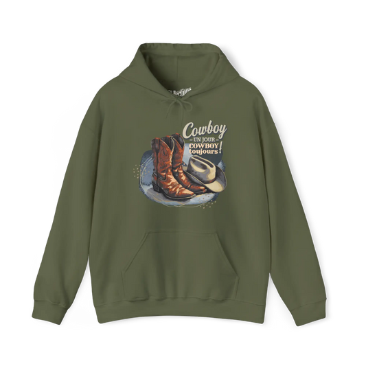 Rodéo Moderne - Sweat à capuche - Sweat à capuche – Cowboy un jour Cowboy toujours! - Militaire / S / M
