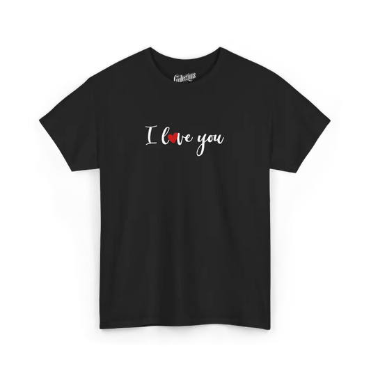 Saint-Valentin - T-Shirt - T-shirt - Je t’aime ’I love you’ - Anglais - Noir / S / M