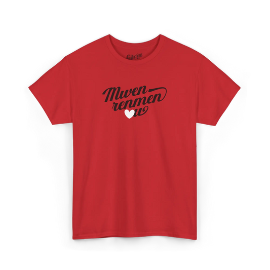 Créolofolie - T-Shirt - T-shirt - Je t’aime ’Mwen renmen ou’ - Créole haïtien - Rouge / S / M