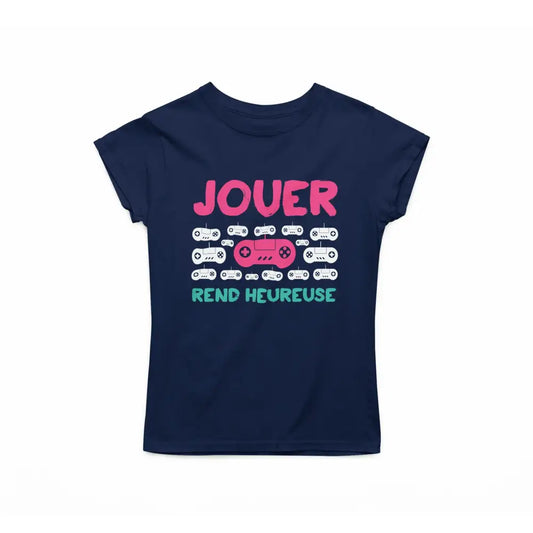 Gameur - T-Shirt - T-shirt - Jouer rend heureuse - Marine / S / M