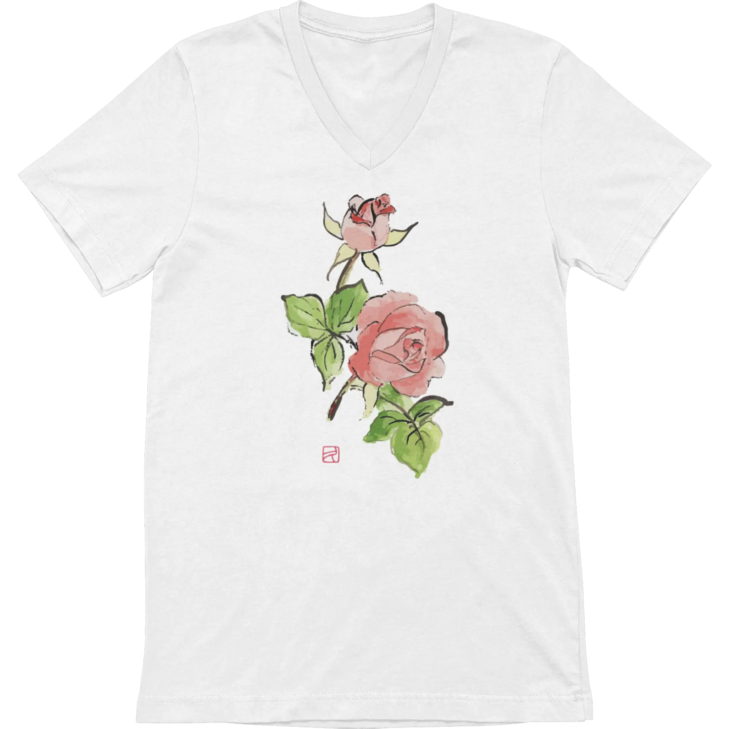 Kyoto Fleurs - T-Shirt - T-shirt - Kyoto - Fleurs Sauvages - Chardons par Kumiko - Blanc / S / Roses