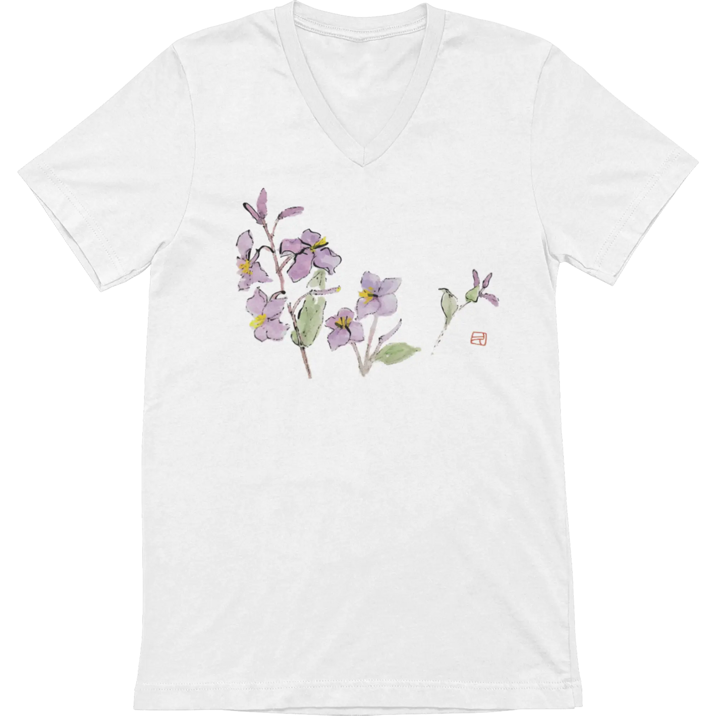 Kyoto Fleurs - T-Shirt - T-shirt - Kyoto - Fleurs Sauvages - Roses par Kumiko - Blanc / S / Violettes