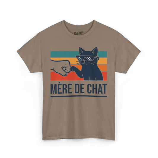 Famille et Cie - T-Shirt - T-shirt - Mère de chat cool - Savane / S / M