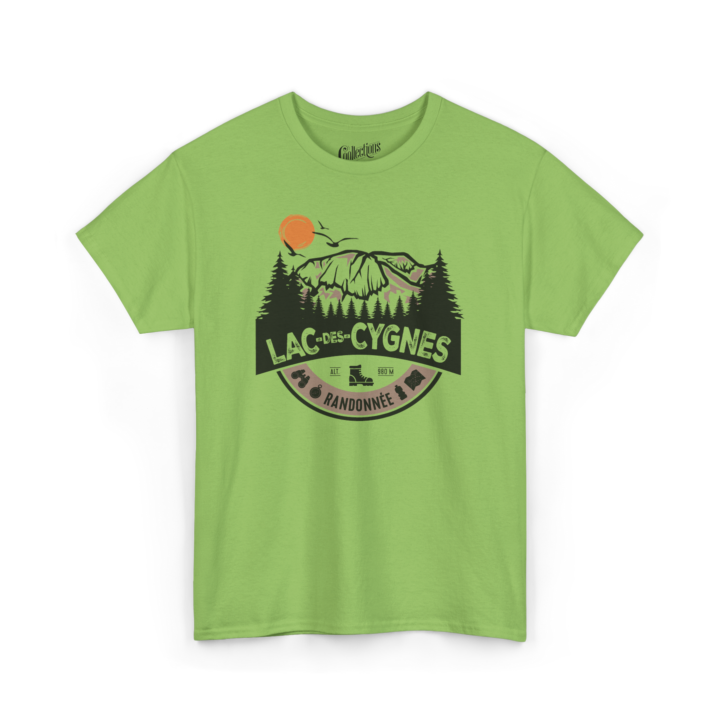 #camping - T-Shirt - T-shirt - Randonnée en Montagne - Mont Lac-des-Cygnes - Lime / S / M