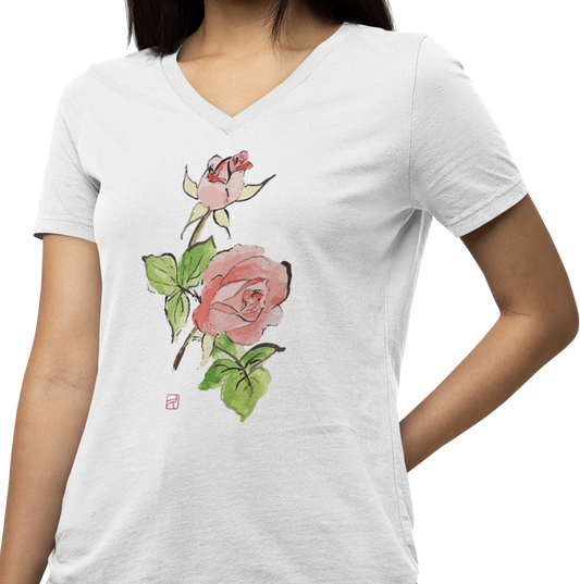 T-shirt - Kyoto - Fleurs Sauvages - Roses par Kumiko