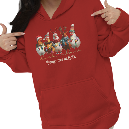 Sweat à capuche - Poulettes de Noël
