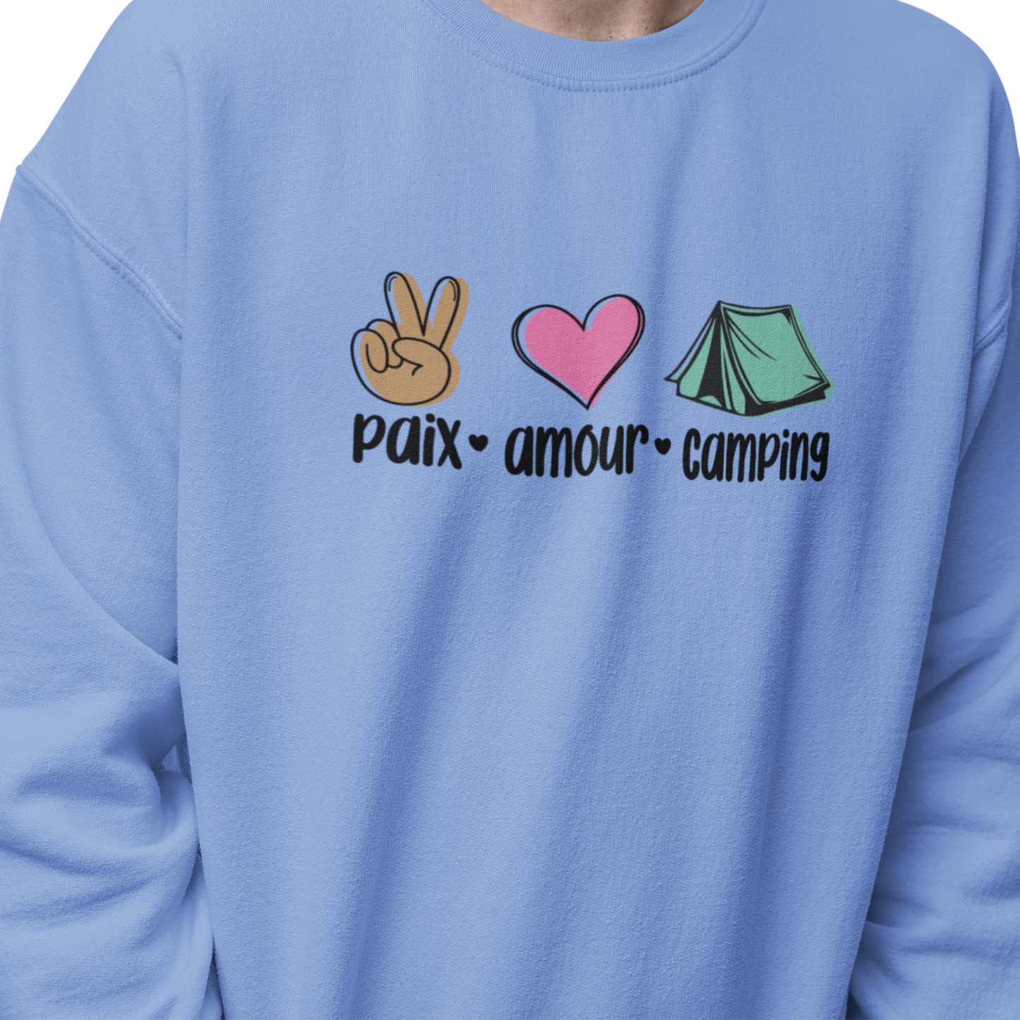 Sweat-shirt - Paix, amour, camping