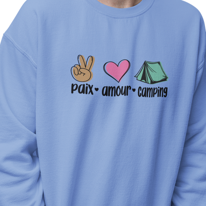 Sweat-shirt - Paix, amour, camping