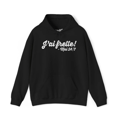 Hiver - Sweat à capuche - J’ai frette! – Moi 24/7 - Noir / S / M