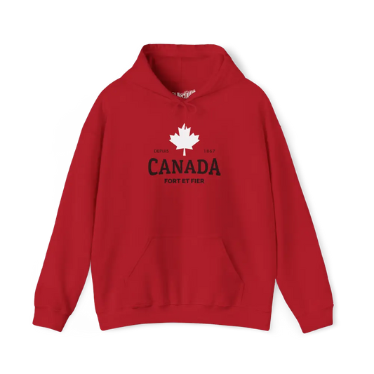 Local D’abord - Sweat à capuche - Sweat à capuche - Canada fort et fier - Cerise / S / M