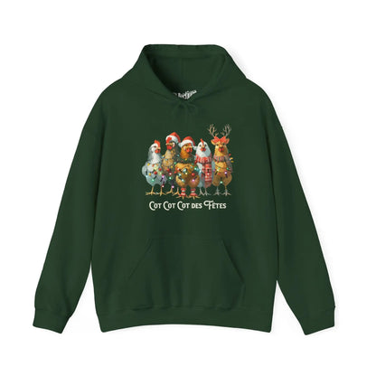 Temps des Fêtes - Sweat à capuche - Sweat à capuche - Cot Cot Cot des fêtes! - Forêt / S / M