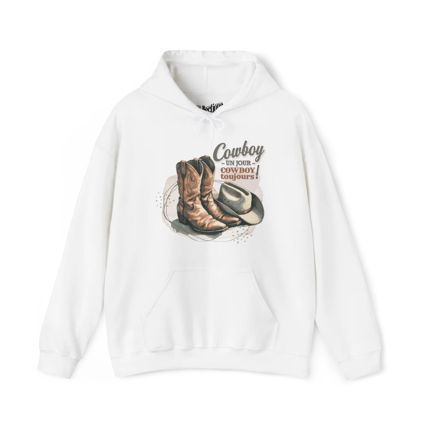 Rodéo Moderne - Sweat à capuche - Sweat à capuche – Cowboy un jour Cowboy toujours! - Blanc / S / M