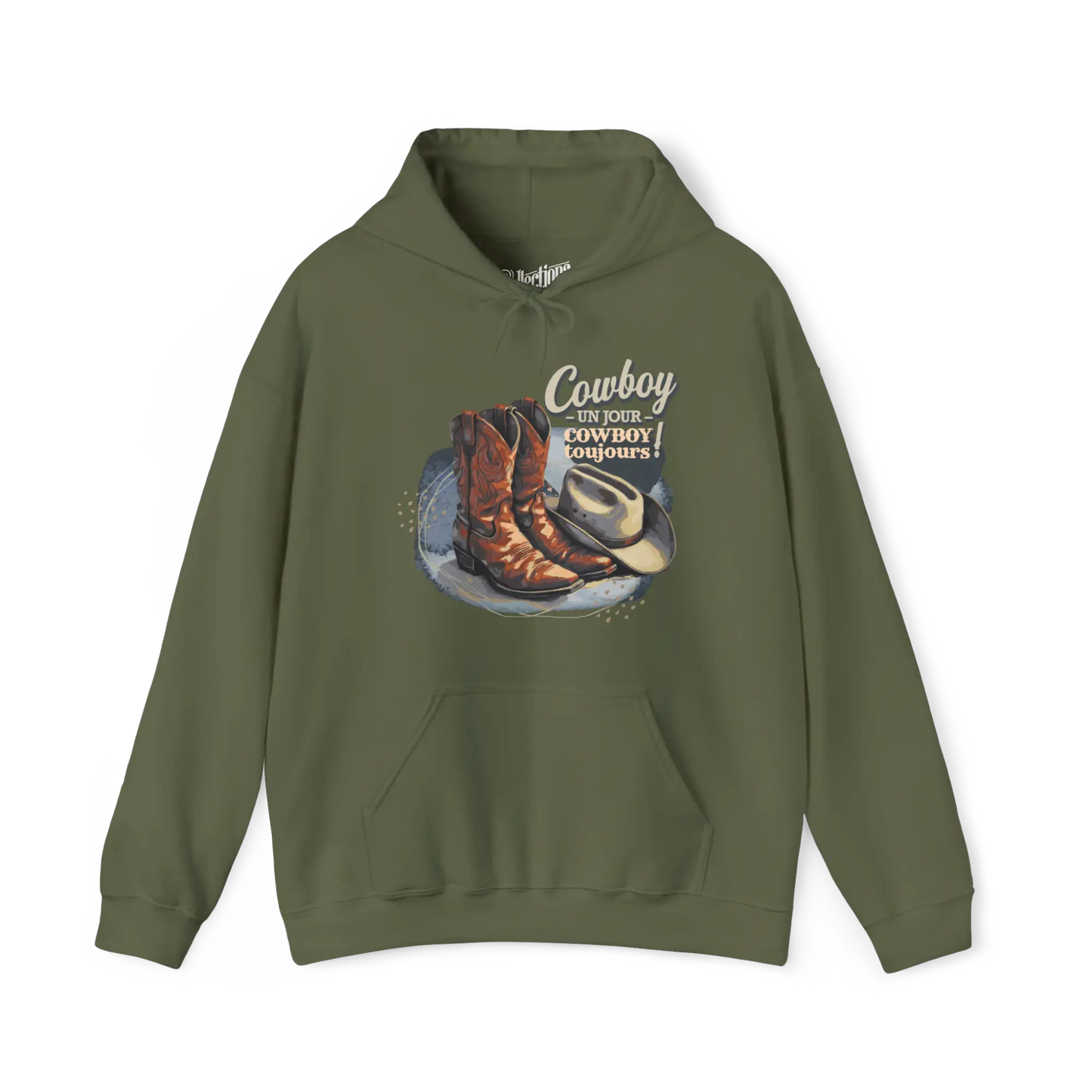 Rodéo Moderne - Sweat à capuche - Sweat à capuche – Cowboy un jour Cowboy toujours! - Militaire / S / M