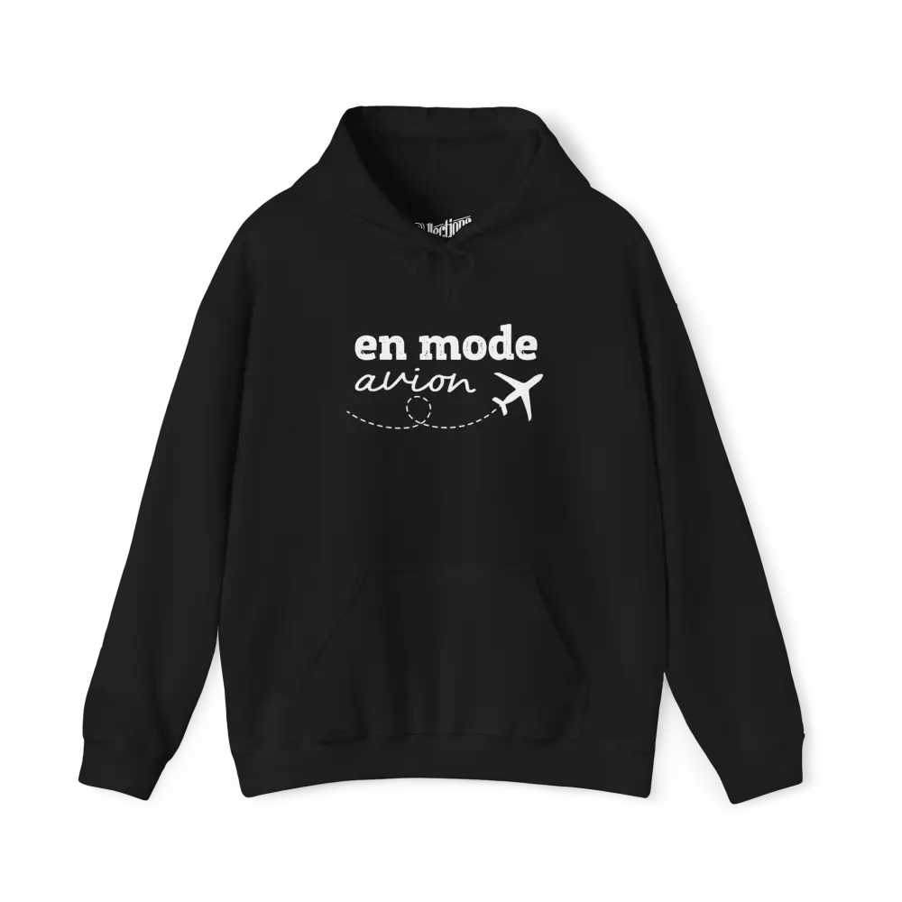 #camping - Sweat à capuche - Sweat à capuche - En mode avion - Noir / S / M