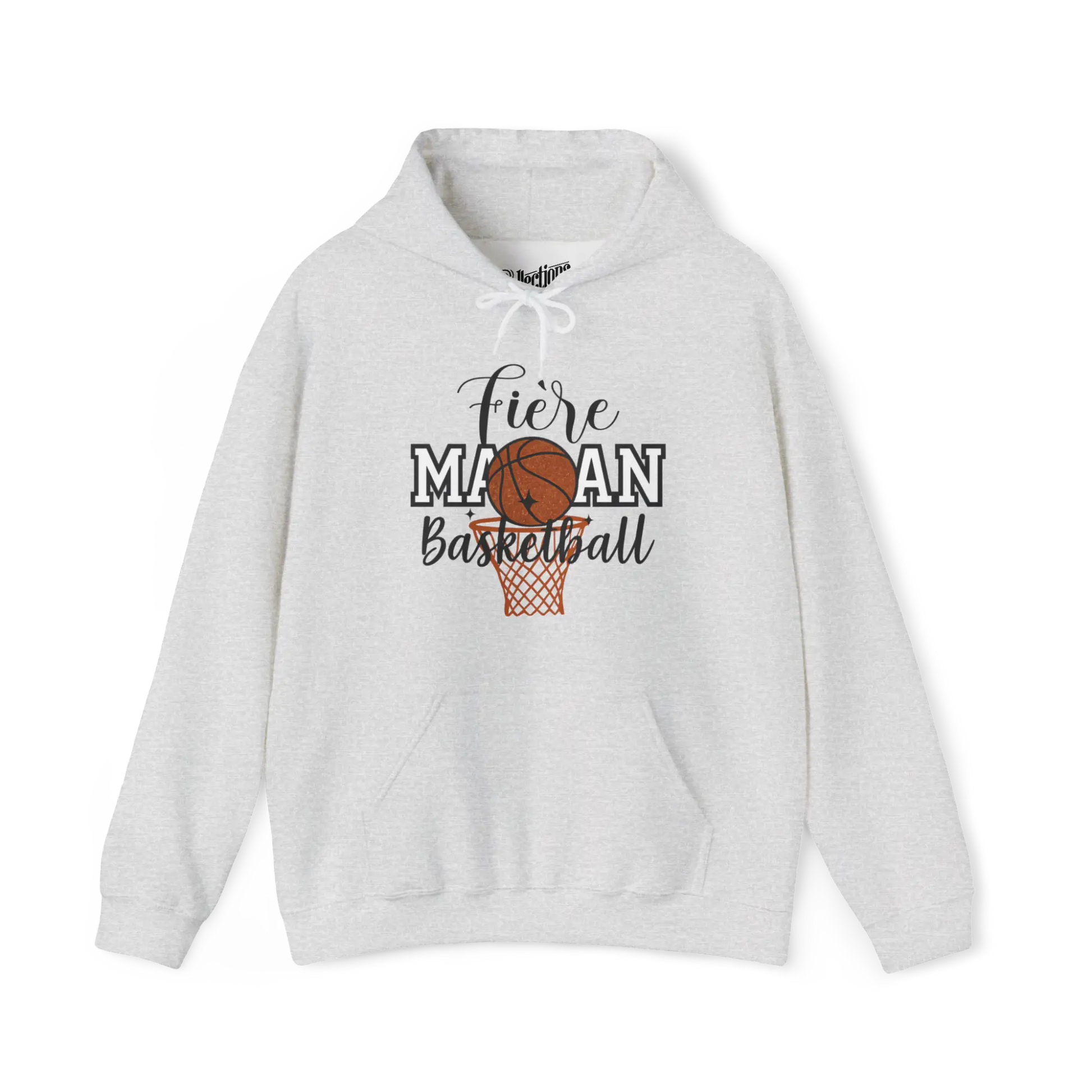Famille et Cie - Sweat à capuche - Sweat à capuche - Fière Maman Basketball - Gris cendre / S / M