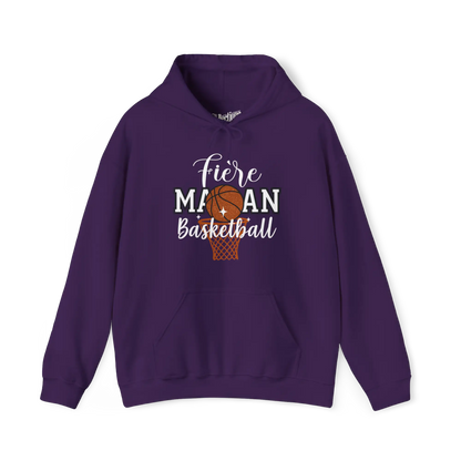 Famille et Cie - Sweat à capuche - Sweat à capuche - Fière Maman Basketball - Mauve / S / M