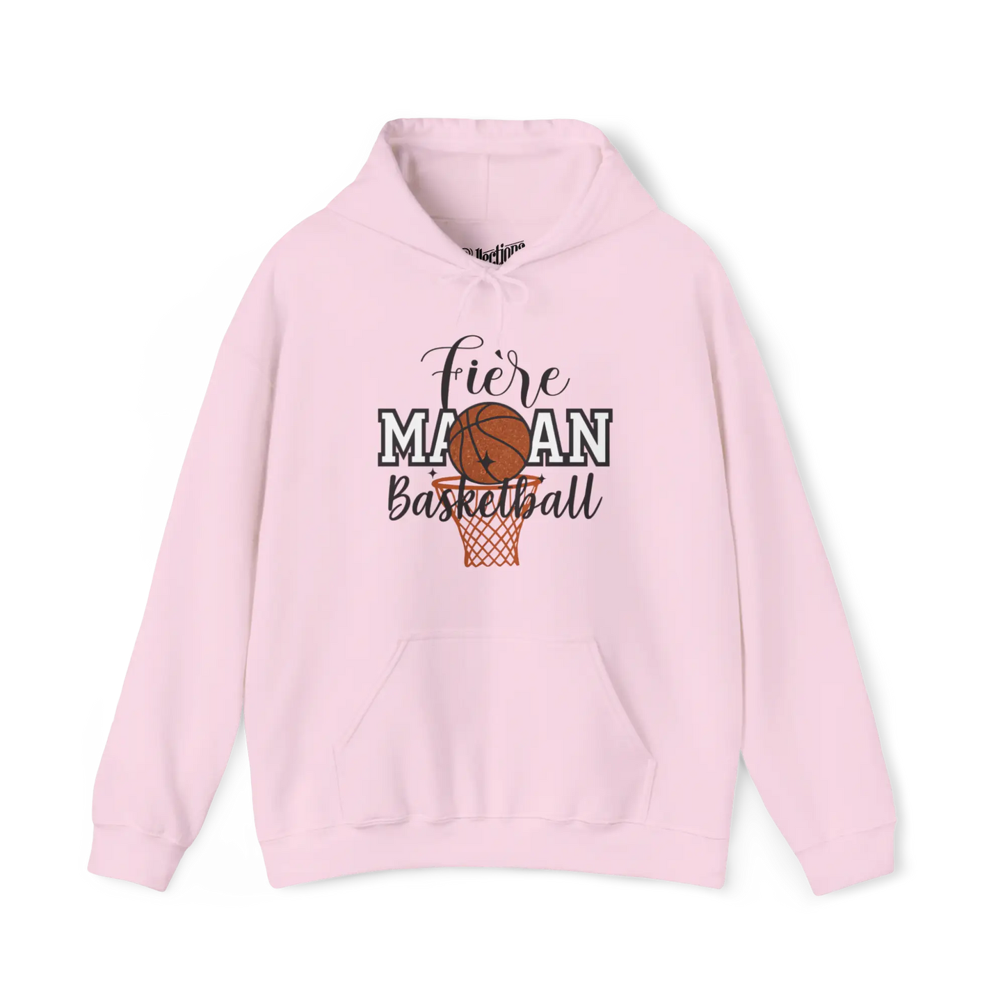 Famille et Cie - Sweat à capuche - Sweat à capuche - Fière Maman Basketball - Rose clair / S / M