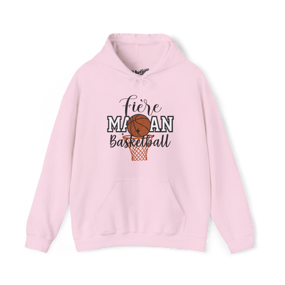 Famille et Cie - Sweat à capuche - Sweat à capuche - Fière Maman Basketball - Rose clair / S / M