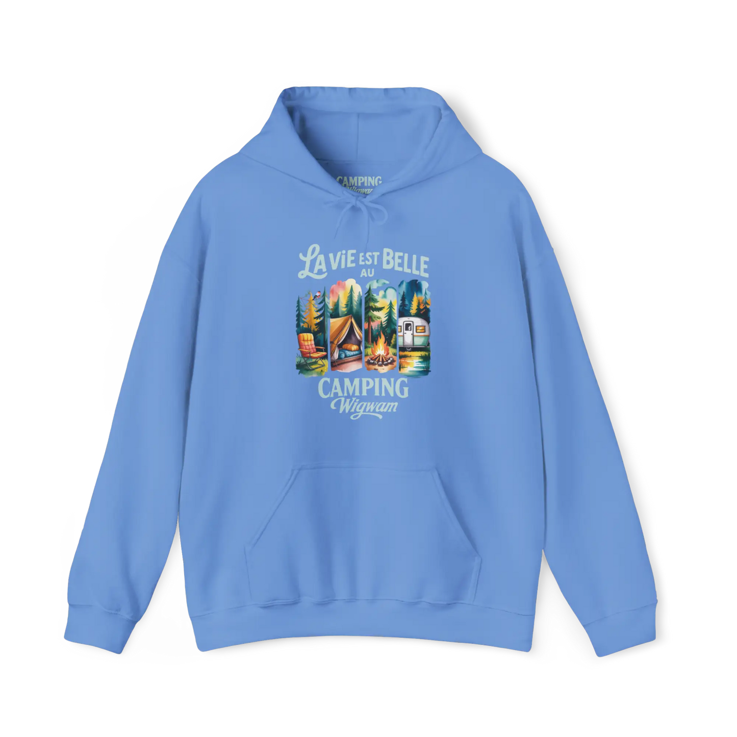 #camping - Sweat à capuche - Sweat à capuche - La vie est belle au Camping Wigwam (Collabo) - Bleu Caroline / S / M