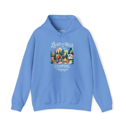 #camping - Sweat à capuche - Sweat à capuche - La vie est belle au Camping Wigwam (Collabo) - Bleu Caroline / S / M