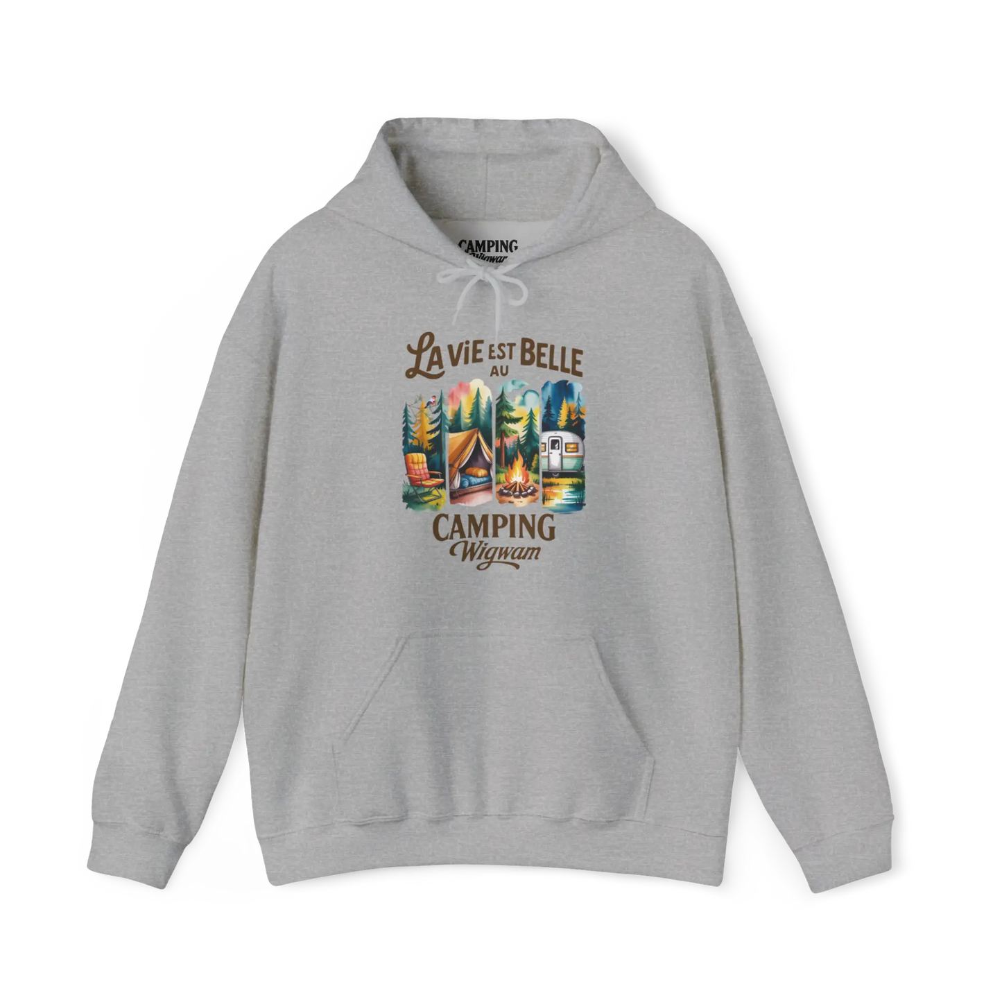 #camping - Sweat à capuche - Sweat à capuche - La vie est belle au Camping Wigwam (Collabo) - Gris Sport / S / M