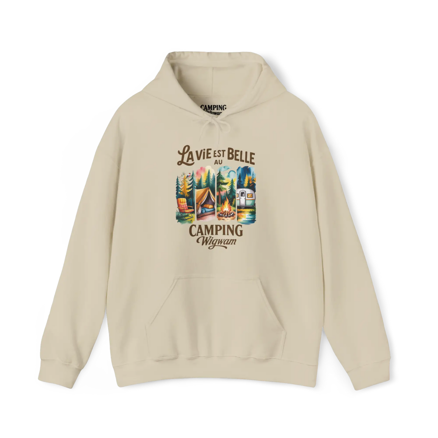 #camping - Sweat à capuche - Sweat à capuche - La vie est belle au Camping Wigwam (Collabo) - Sable / S / M