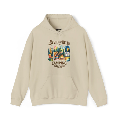 #camping - Sweat à capuche - Sweat à capuche - La vie est belle au Camping Wigwam (Collabo) - Sable / S / M