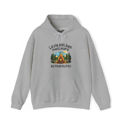 #camping - Sweat à capuche - Sweat à capuche - La vie est ben meilleure autour du feu