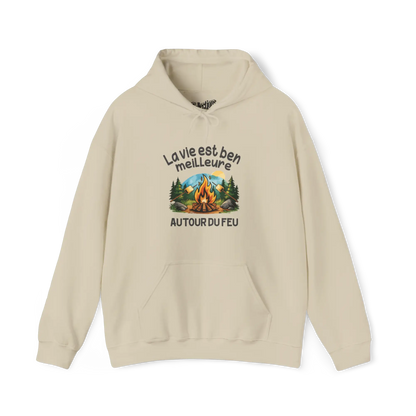 #camping - Sweat à capuche - Sweat à capuche - La vie est ben meilleure autour du feu
