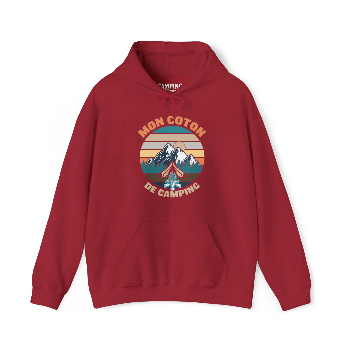 #camping - Sweat à capuche - Sweat à capuche - Mon coton de camping - Cerise Vintage / S / M