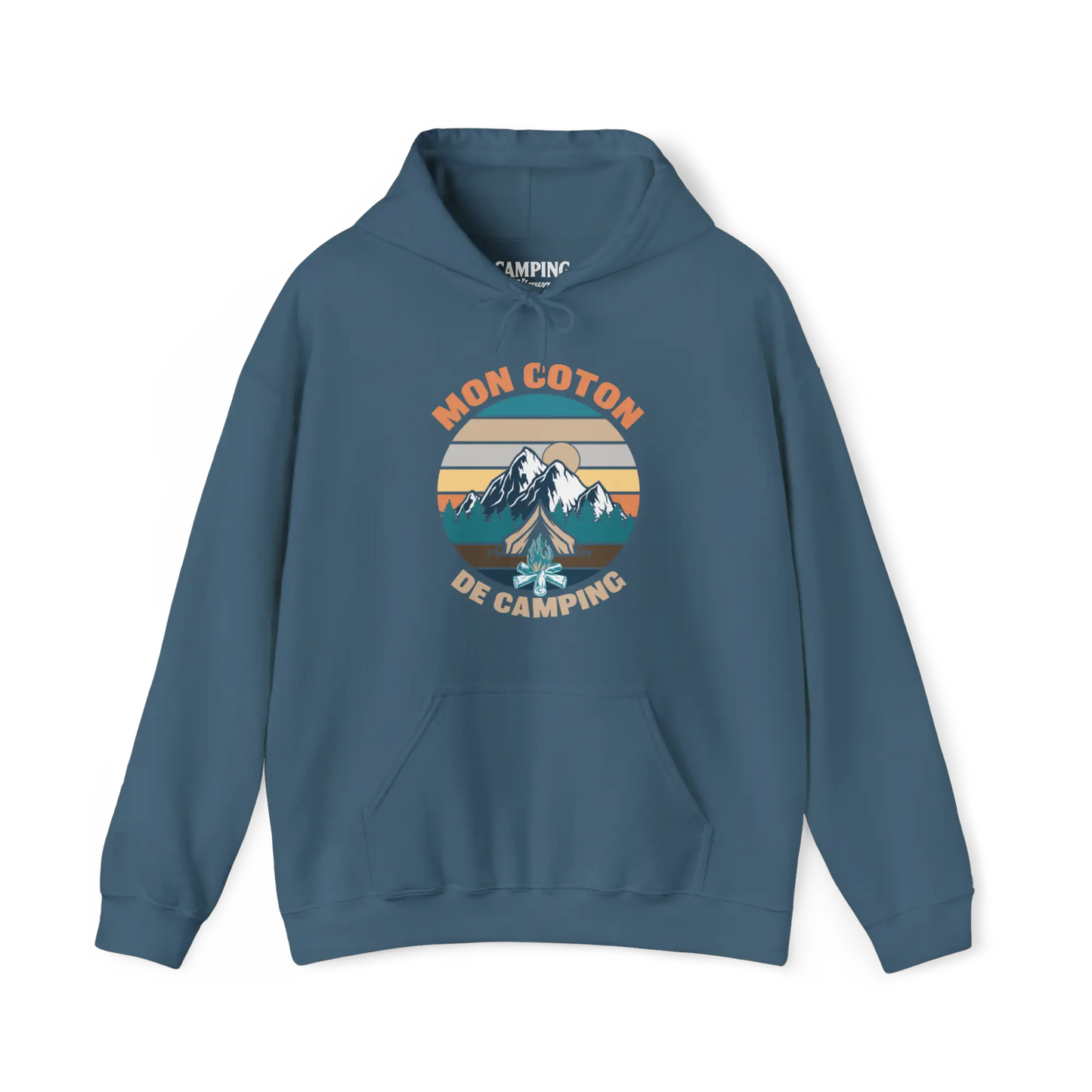 #camping - Sweat à capuche - Sweat à capuche - Mon coton de camping - Indigo / S / M