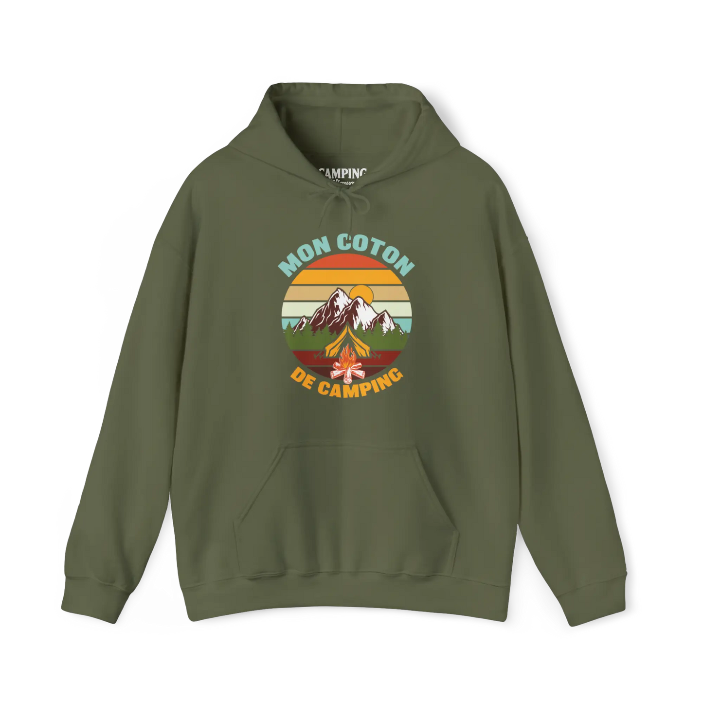 #camping - Sweat à capuche - Sweat à capuche - Mon coton de camping - Militaire / S / M