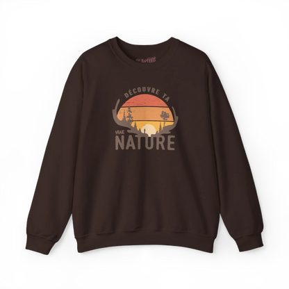 #camping - Sweat-shirt - Sweat-shirt - Découvre ta vraie Nature - Chocolat / S / M