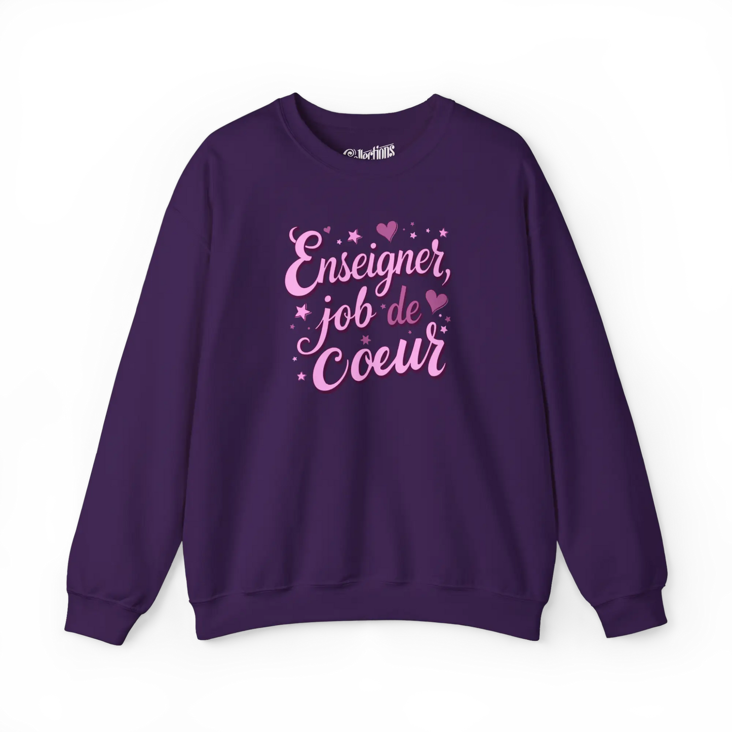 Vie d’Prof - Sweat-shirt - Sweat-shirt - Enseigner job de Coeur - Noir - Mauve / S / M
