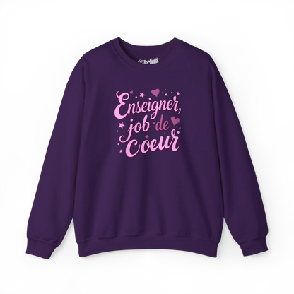 Vie d’Prof - Sweat-shirt - Sweat-shirt - Enseigner job de Coeur - Noir - Mauve / S / M