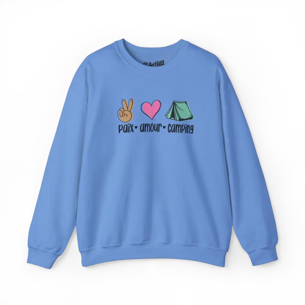 #camping - Sweat-shirt - Sweat-shirt - Paix amour camping - Bleu Caroline / S / M