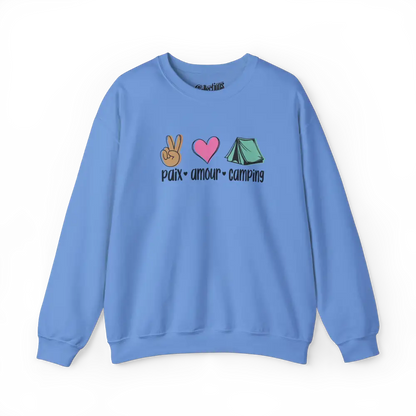 #camping - Sweat-shirt - Sweat-shirt - Paix amour camping - Bleu Caroline / S / M
