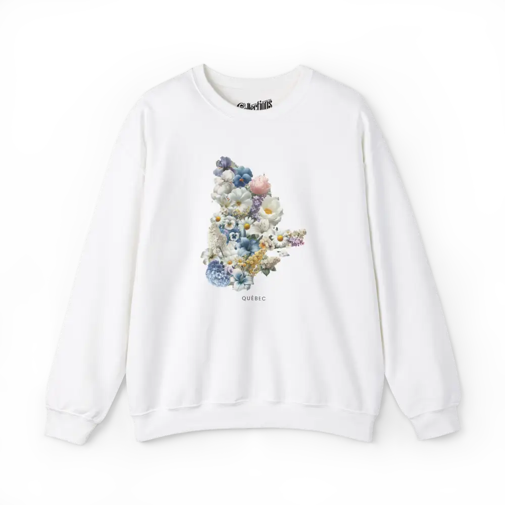 Local D’abord - Sweat-shirt - Sweat-shirt - Québec fleuri - Blanc / S / M