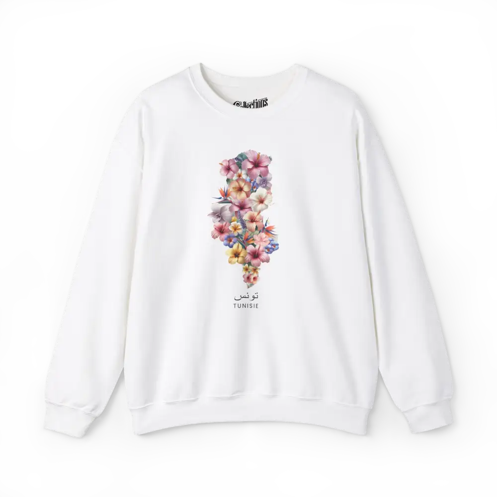 Globe-trotteurs - Sweat-shirt - Sweat-shirt - Tunisie en fleurs - Blanc / S / M