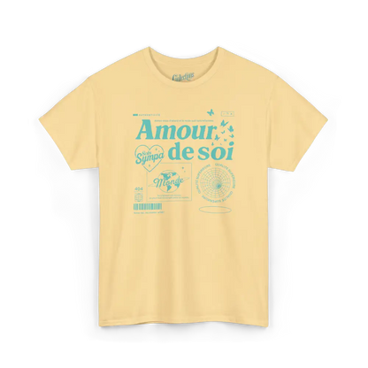 Mot pour Mot - T-Shirt - T-shirt - Amour de soi - Sois sympa avec toi-même - Brume jaune / S / M