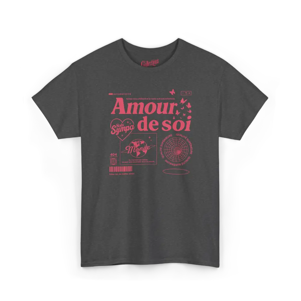 Mot pour Mot - T-Shirt - T-shirt - Amour de soi - Sois sympa avec toi-même - Charbon / S / M