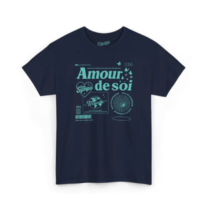 Mot pour Mot - T-Shirt - T-shirt - Amour de soi - Sois sympa avec toi-même - Marine / S / M