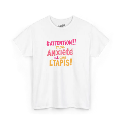 Vie d’Phoqué - T-Shirt - T-shirt - #Attention! Mon anxiété... - Blanc / S / M